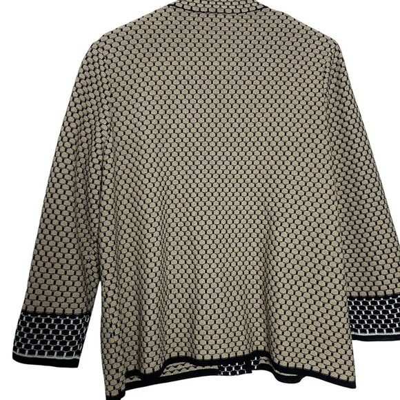 Ming Wang Womens Medium Beige & Black Textured Knit Open Front Jacket - Picture 3 of 15